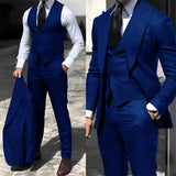 Men's Fashion Formal Wedding Tuxedos 3Pc - Royal Blue - 3 Pcs Suit - 6XL - Polyester - image 13