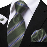 Men's 3 Pcs Striped Jacquard Tie Set - Blue - 2 - One Size - Polyester - image 5