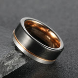 Men's Two Tone Wedding Engagement Ring - Black/Silver/Gold - 8mm - 13 - Tungsten - image 14