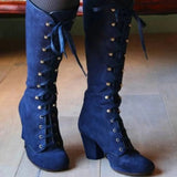 Women's Steampunk Lace Up Granny Boots - Black - Steampunk Granny Boots - 43 B - PU Suede Leather - image 2