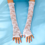 Women's Long Lace Fingerless Gloves - Black - Long Lace Gloves - One Size - Acetate - image 16