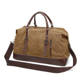Travel Bags Canvas Leather Overnight Bag - Blue - Travel Bag - Canvas/Leather - image 9