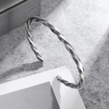 Men's Women's Nordic Twisted Bangle - Silver - AL20539 - Adjustable - Alloy/Silver Plated - image 10