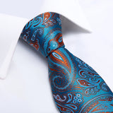 Men's 3 Pcs Stylish Blue Floral Tie Set - Blue - SJT-7278 - One Size - Silk - image 2