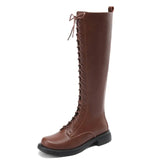 Women's Real Leather Lace Up Riding Boot - Brown - 1 / Short Plush - 10.5 B - Genuine Leather - image 16