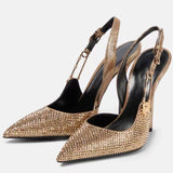 Women's Metallic Beaded High Slingbacks - Gold - 1 6129 / Slingbacks - 42 B - PU Leather - image 25