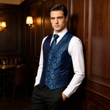Men's 4 Pcs Luxury Royal Blue Tie Vest Set - Royal Blue - 4pc Tie Set - MJ-0128 - 3XL - Silk - image 14