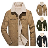 Men's Washed Thick Fleecy Winter Jacket - Army Green - Fleecy Jacket - 6XL - Cotton - image 12