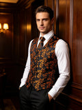 Men's 4 Pcs Luxury Golden Silk Tie Vest Set - Golden - 4pc Tie Set - MJ-0040 - 3XL - Silk - image 21