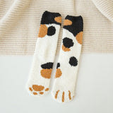 Unisex Fuzzy Warm Paw Print Socks 6 Pcs - Ivory - 6 Pcs / Spots / Socks - One Size - EU35-41 - Polyester - image 16