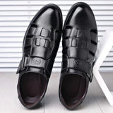 Men's Closed Toe Buckle Strap Sandals - Brown - Sandals - 48 B - PU Leather - image 12