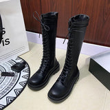 Women's Gothic Lace Up High Top Boots - Black - Lace Up Boot - 43 B - PU Leather - image 15