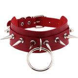 Unisex Rings Spikes Choker Necklace - Black - Rings Choker Necklace - PU Leather - image 2