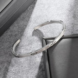 Men's Women's Geometric Bangle - Silver - Adjustable - Alloy/Silver Plated - image 4