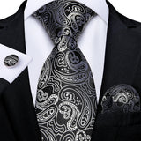 Men's 3 Pcs Luxury Jacquard Tie Sets - Gray - M-7244 - One Size - Silk - image 15