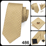 Men's 3 Pcs Classic Yellow Gold Tie Sets - Gold - C-3053 - One Size - Silk - image 19