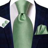 Funki Buys | Neckties | Men's 3 Pcs Sage Green Luxury Tie Set