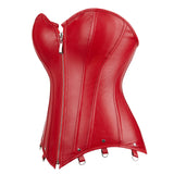 Women's Faux Leather Fitted Corset - Black - Zip Up Corset - 7XL - PU Leather - image 7