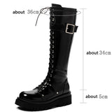 Women's Patent Buckle Strap Lace Up Boot - Black - Boot - 42 B - PU Patent Leather - image 27