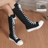 Women's Streetwear Lace Up Canvas Boots - Black - High Top Sneaker - 43 B - Canvas - image 6