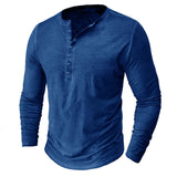 Men's Casual Long Sleeve Henly Shirt - Khaki - Long Sleeve Tee Shirt - 5XL - Polyester - image 13