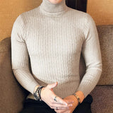 Men's High Neck Mock Neck Pullovers - Beige - Mock Neck Shirt - Asian 3XL(70-95Kg) - Polyester - image 15