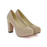 Women's Faux Suede High Chunky Heels - Blue - Chunky Heels - 43 B - PU Flock Leather - image 38
