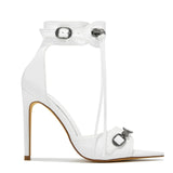 Women's Super High Zipper Strap Sandals - White - Zipper Stilettos - 41 B - PU Leather - image 33
