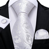 Men's 3 Pcs Formal White Silver Tie Sets - Silver Gray - MJ-0484 - One Size - Silk - image 32