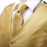 Men's 4 Pcs Formal Gold Vest Tie Set - Gold - 4Pcs Set -MJ-0023 - XXXL - Silk - image 11