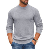 Men's Slim Fit Round-Neck Pullovers - Black - Mock Neck Sweater - XXXL - Polyester - image 13