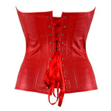 Women's Faux Leather Zip Up Corset - Black - Zip Up Corset - 7XL - PU Leather - image 14