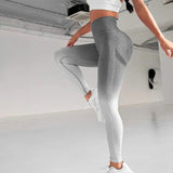 Women's Gradient Smile Yoga Pants - Light Gray - Gradient / Fitness Pants - XL - Spandex Polyester - image 8