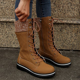 Women's Plush Mid-Calf Lace Up Flat Boots - Purple - Mid Calf Boots - 43 B - Plush - image 18
