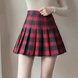 Women's Harajuku Preppy Plaid Mini Skirts - Red - Plaid Mini Skirt - XXXL - Polyester - image 9
