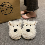 Women's Cute Shaggy Dog Slippers - Beige - Dog Slippers - 36-37 - Plush - image 3