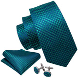 Funki Buys | Neckties | Men's 3 Pcs Teal Geometric Tie Set