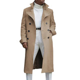 Men's Smart Double Breasted Dress Coat - Khaki - Jacket - 5XL - Polyester - image 25