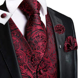 Men's 5 Pcs Fashion Silk Waistcoat Tie Sets - Burgundy - MJ-0024-0056 - 3XL - Silk/Rayon/Polyester - image 38
