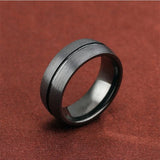 Tungsten Brushed Black Bevilled Bands - Black - Wedding Band 8mm - 13 - Tungsten - image 3