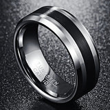 Tungsten Carbide Black and Silver Band - Silver - Band 8mm - 13 - Tungsten - image 3