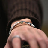 Men's Women's Geometric Twist Band - Silver - Unisex Bracelet - Adjustable - Alloy/Silver Plated - image 4