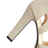 Women's Shimmery High Platform Sandals - Gold - 11.5cm / Sandals - 43 B - PU Leather - image 27