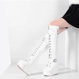 Women's High Luxury Gothic Platform Boots - Black - 1 / Lace Up - 10 B - PU Leather - image 5