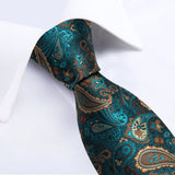 Funki Buys | Neckties | Men's 3 Pcs Teal Paisley Tie Set