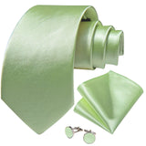 Funki Buys | Neckties | Men's 3 Pcs Green Satin Sheen Tie Set