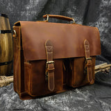 Messenger Bags Men's Leather Laptop Bag - Brown - Men's Bag - Large - Genuine Leather - image 4