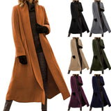 Women's Long Woolen Cardigan Coat - Black - Jacket - 3XL - Wool Blend - image 1