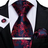 Men's 4 Pcs Formal Silk Red Tie Sets - Red - 7911 - One Size - Silk - image 48