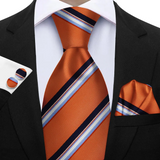 Funki Buys | Neckties | Men's 3 Pcs Striped Jacquard Tie Set
